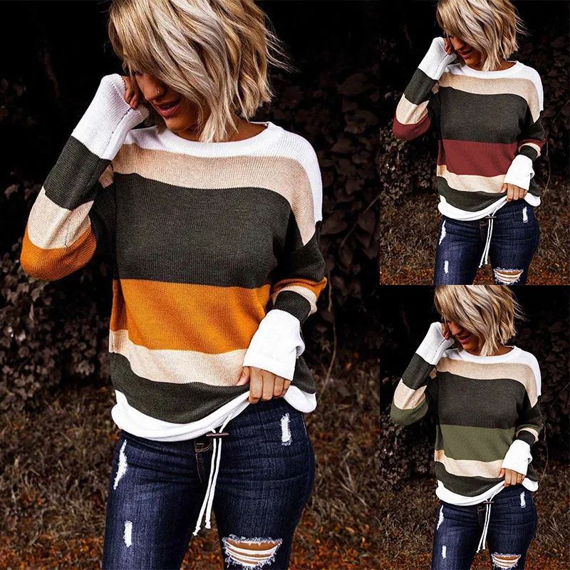 

2020 New Sweater Women Fashion Long Sleeve Round Neck Knit Drawstring Hem Sports Sweater Plus Size Winter Clothes for Women