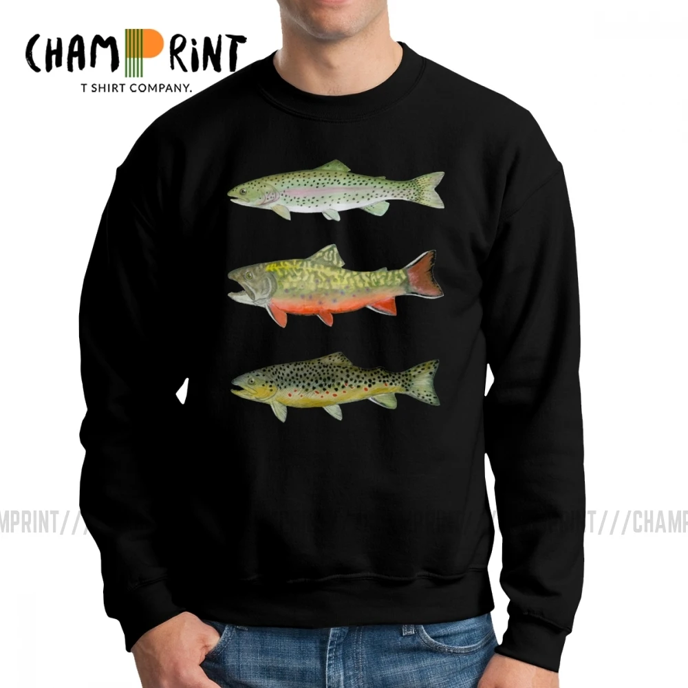 

Men's Brown Rainbow Trout Triad Hoodie Fishing Fly Fishing Vintage Sweatshirts Cotton Autumn Pullovers for Men