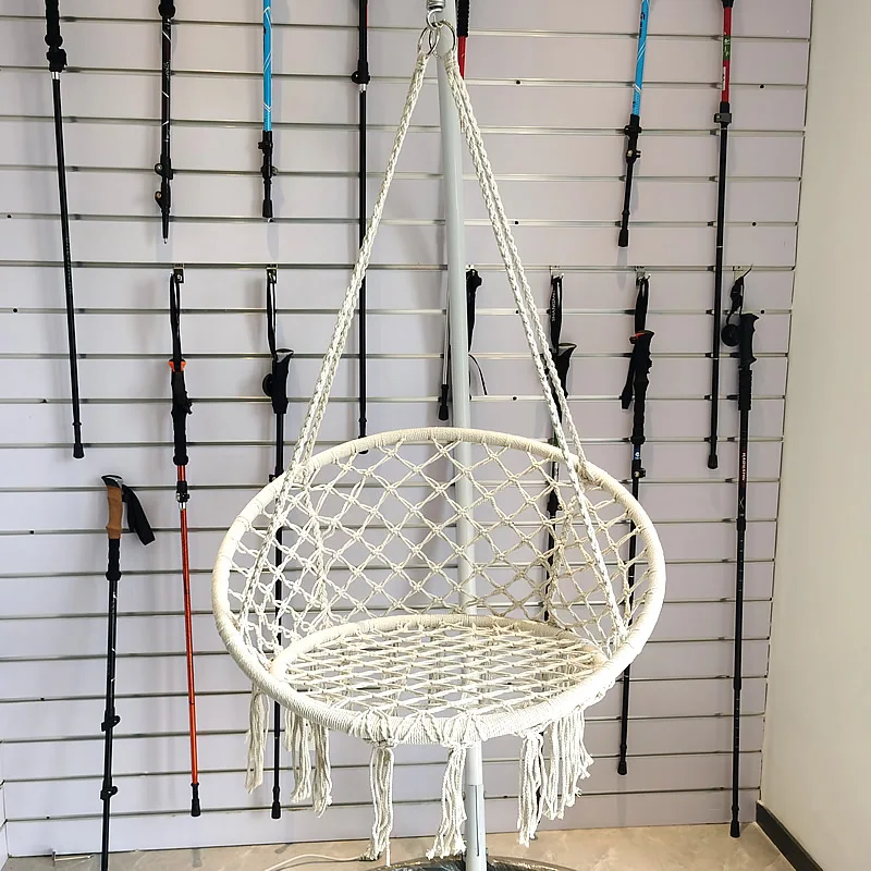 

Hammock Swing Chair, Cotton Rope Handwoven Hanging Chair 330 Pounds Capacity, Macrame Tassels Hammock Swing for C-Hammock Stand,