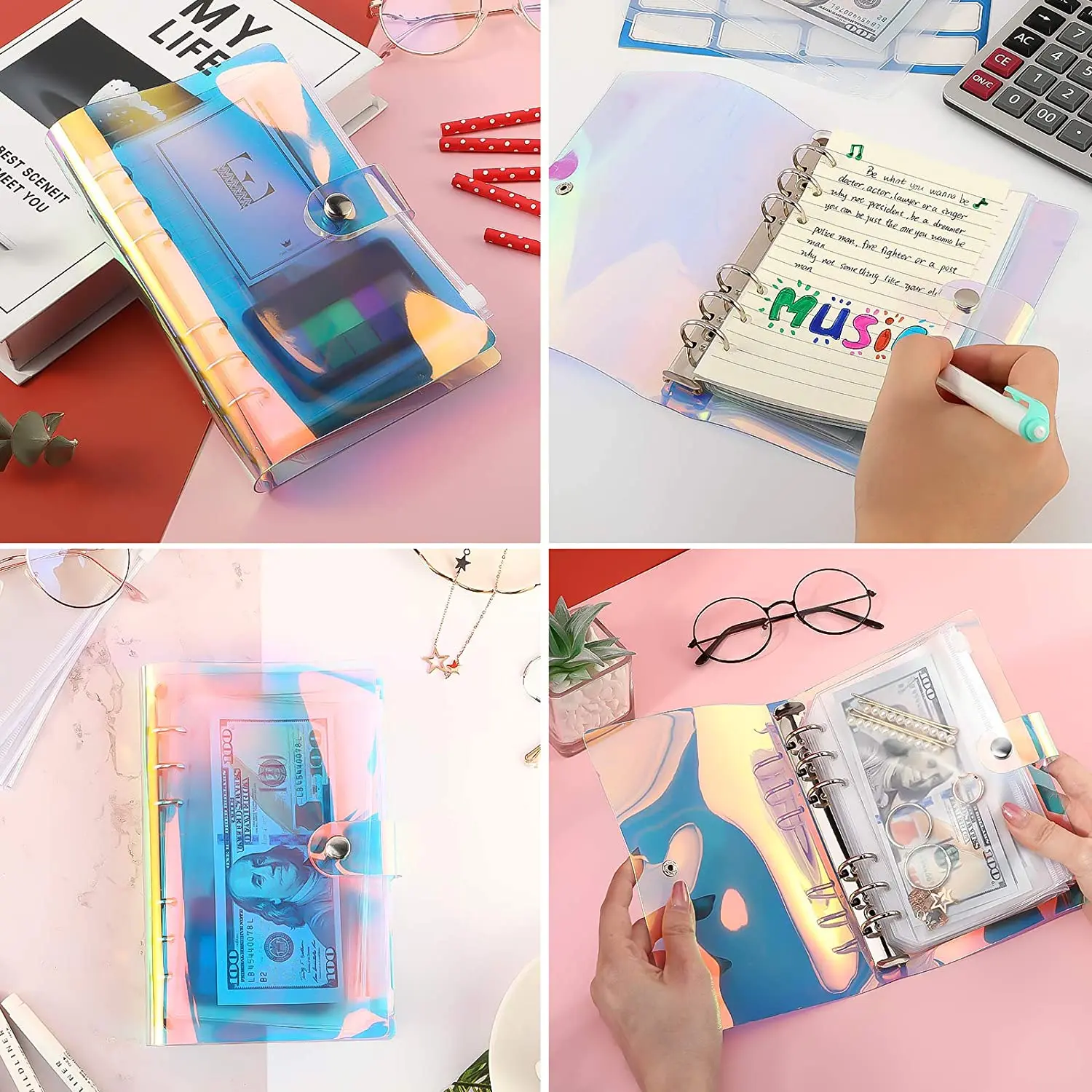 NEW A6 Clear Soft PVC Notebook Binder Cover Planner 6-Ring Loose-Leaf Folder Cash Budget Envelope System with 10 PCS Pockets | Канцтовары