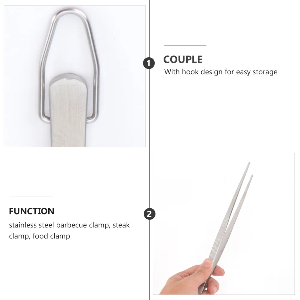 

1Pc Stainless Steel Barbecue Meat Tong Food Tong Clip Kitchen Roasting Clamp