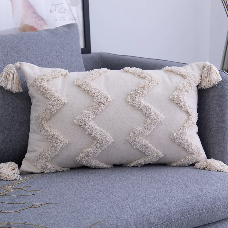 

Simple Square Tassel European Style Pillow Pillow Sofa Pillow Ins Cushion Retro Style Throw Pillow