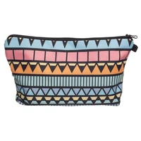 aztec niebieski women cosmetic bag zipper neceser portable makeup bag case 3d print organizer bolsa feminina travel toiletry bag