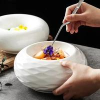 nordic creative round ceramic pasta dish deep straw hat tray white soup tray decoration of the household table utensils salver