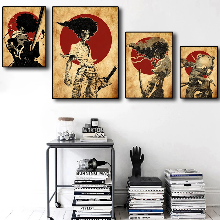 Классическая Ретро картина абстрактное искусство домашний декор афро Самурай