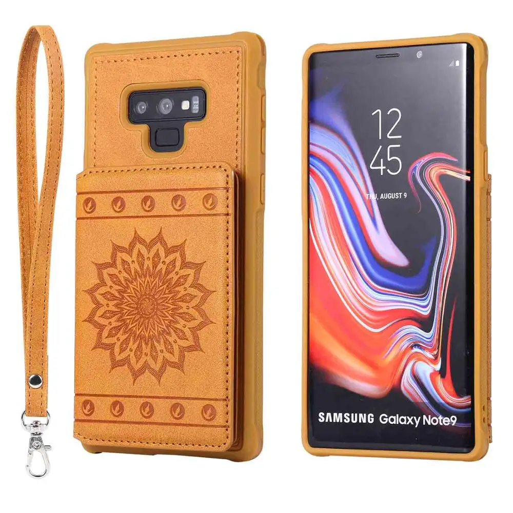 Рельефный чехол кошелек для samsung Note 9 книжка двойная пластиковая пряжка держатели
