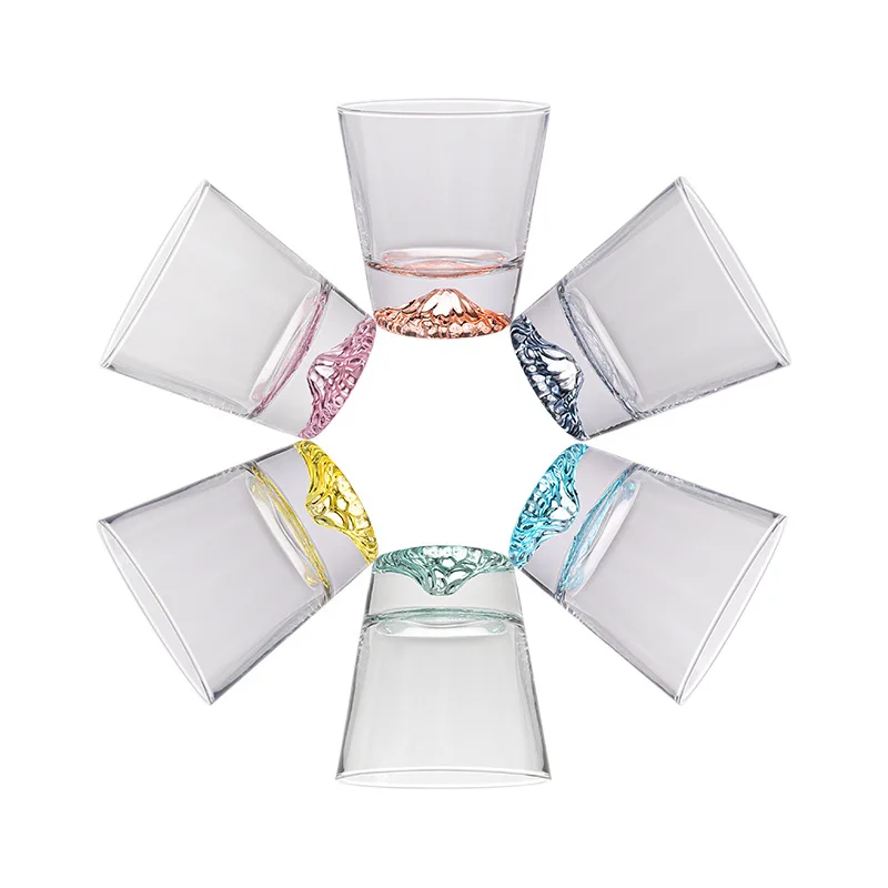 

glass cup crystal handmade whiskey glass creative color iceberg cup bar cup