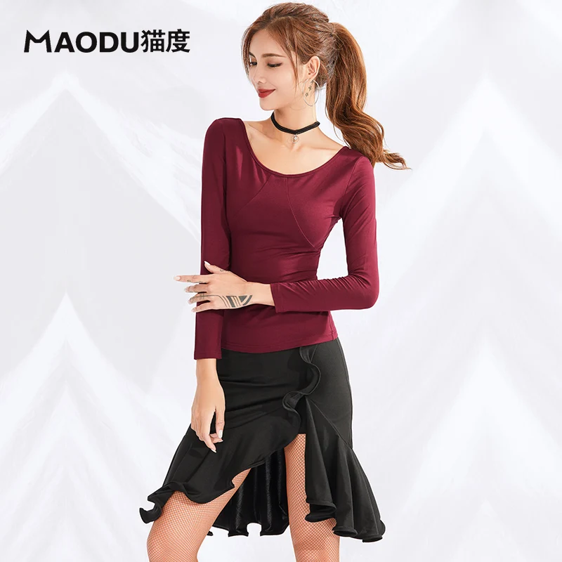 2 Цвета в наличии одежда для латинских танцев хлопковая с длинными рукавами