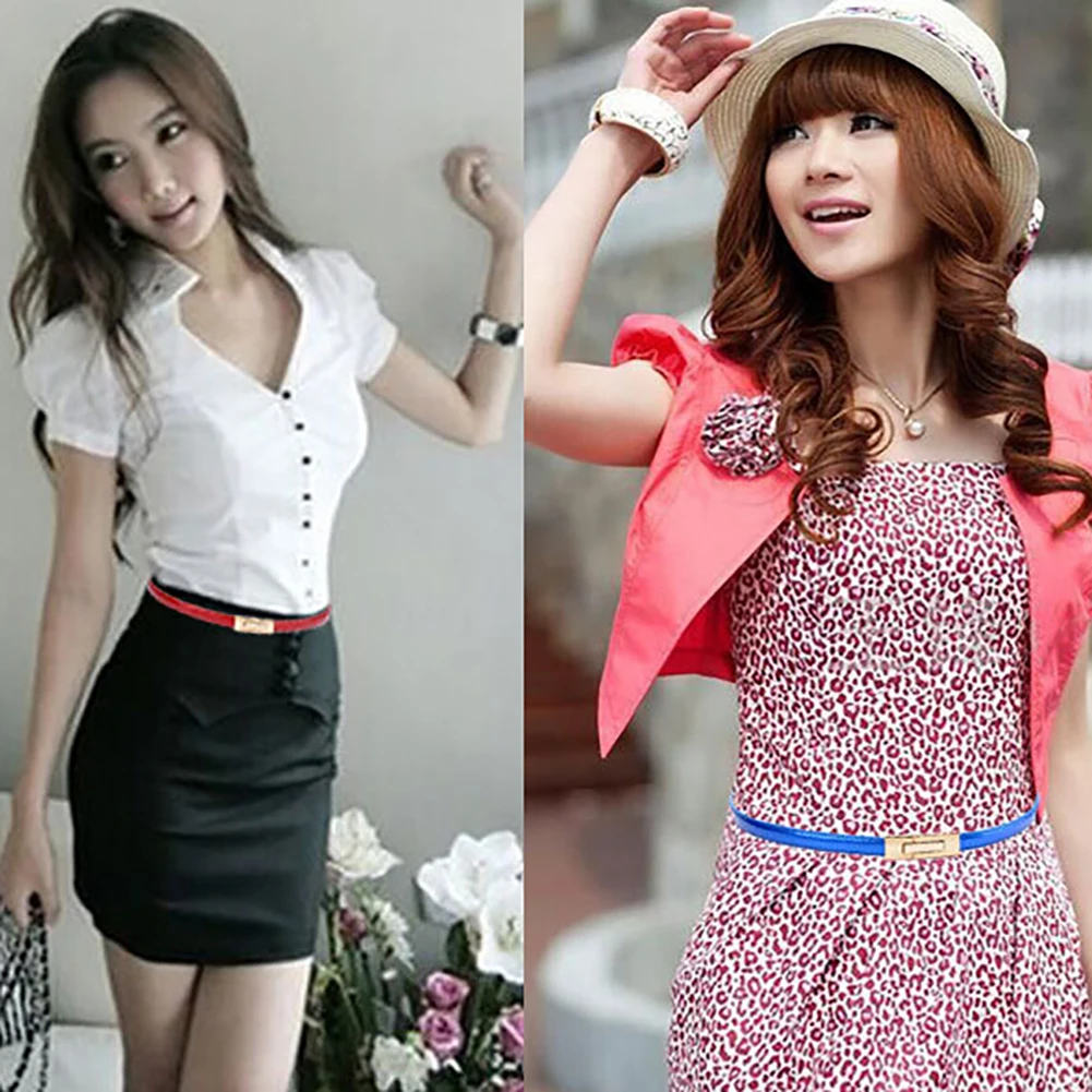 Модный женский узкий пояс карамельного цвета вставка металлическая с пряжкой