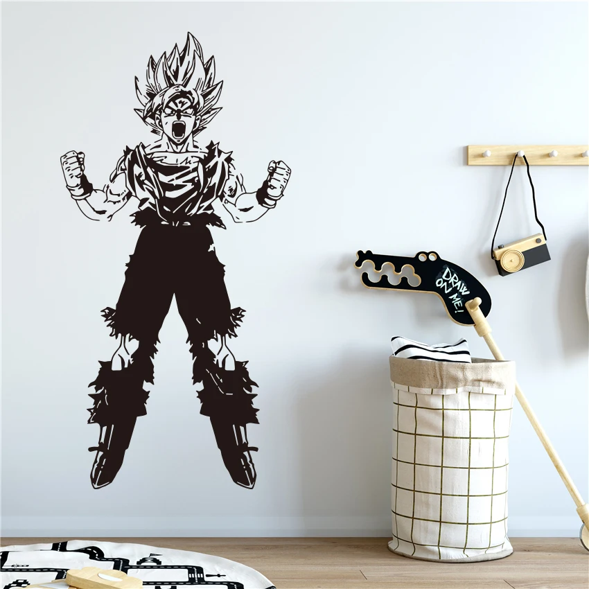 Dragon Ball Z Супер Saiyan Сунь Укун стикер на стену подходит для молодежной Комнаты Большие настенные украшения японская манга мультяшный винил