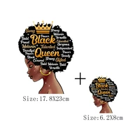 black queen thermal sticker on clothes heat transfer patch african girl appliqued on clothing diy t shirt patch ironing stickers