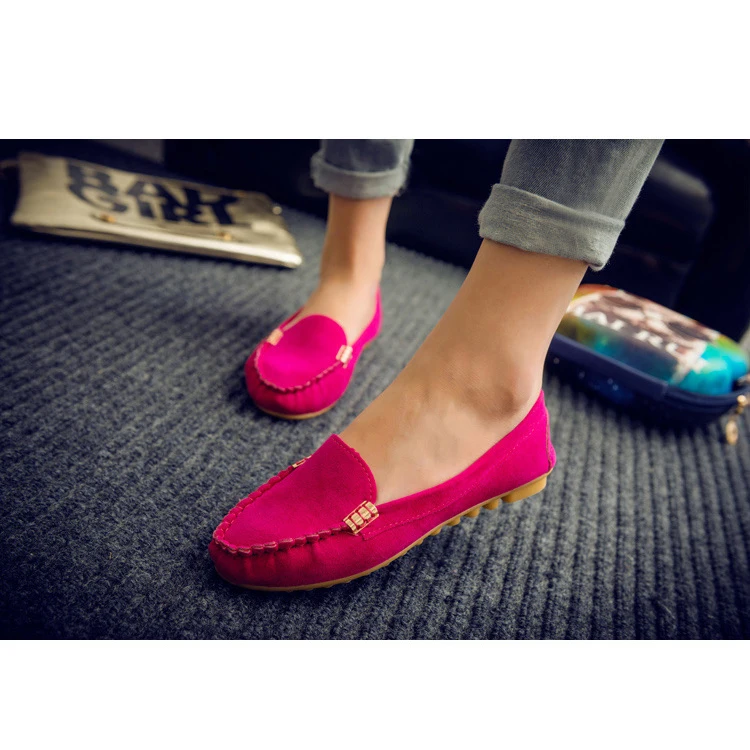 Лоферы женская замшевая обувь балетки на плоской подошве без застежки