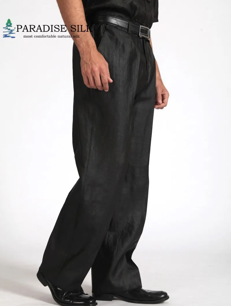 Casual Pants Gambired Canton Gauze Classic Silk Trousers For Men Black Size L XL XXL 3XL
