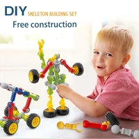 diy insert multifunctional skeleton building block toy joint stick assembling toy boy girl building block for children gift