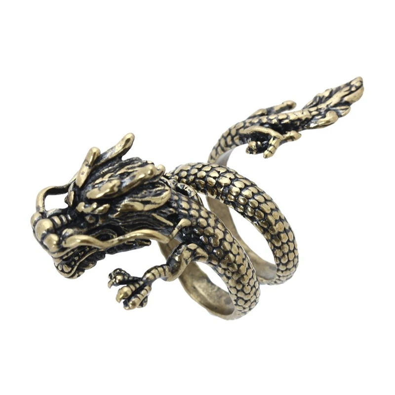 

Open ring spiral alloy Bronze jewelry Chinese Dragon for men