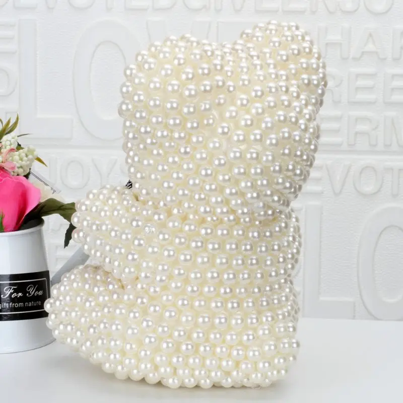 

23cm 3D Foam Bear Modeling Imitation Pearl Handmade Craft Gift Christmas Valentine's Day Wedding Home Decoration E15E