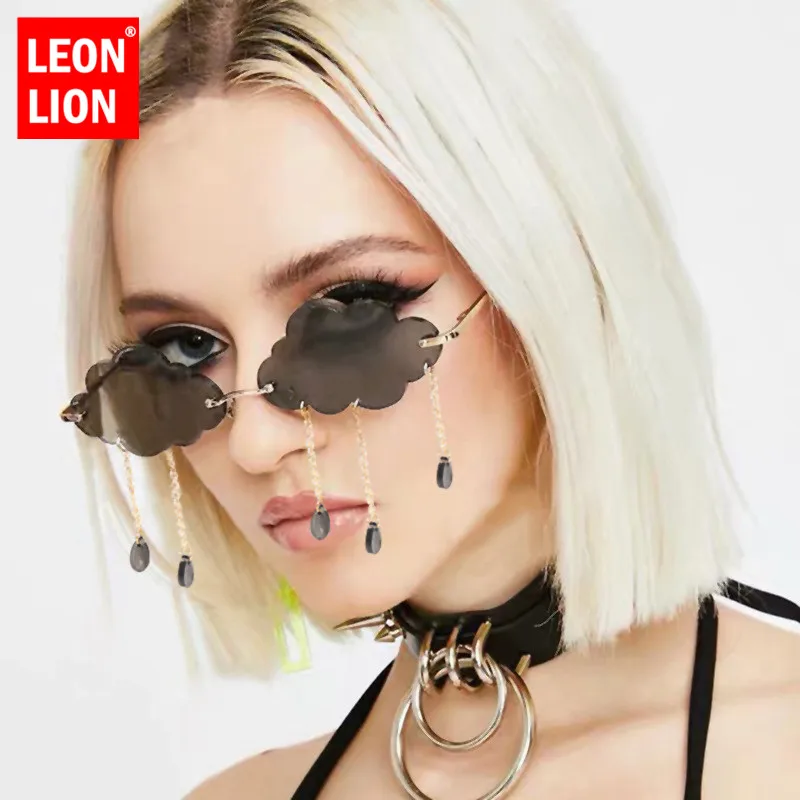 

LeonLion 2021 Pendant Rimless Sunglasses Women Retro Cloud Glasses Women Fashion Eyeglasses Women Luxury Oculos De Sol Feminino