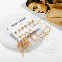 fashion gold color earrings set vintage geometric heart circle metal stud earring sets for women 2019 brincos wedding jewelry