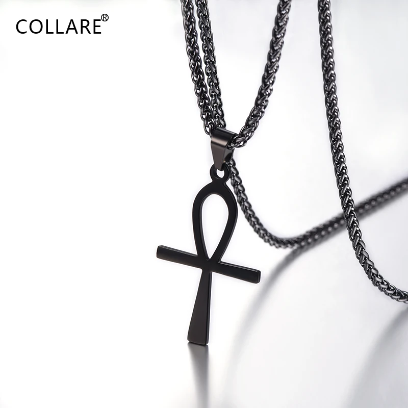 

Collare Ankh Cross Pendants Men Egyptian Cross Key of the Nile Gold/Black Color Stainless Steel Egypt Amulet Necklace Women P235