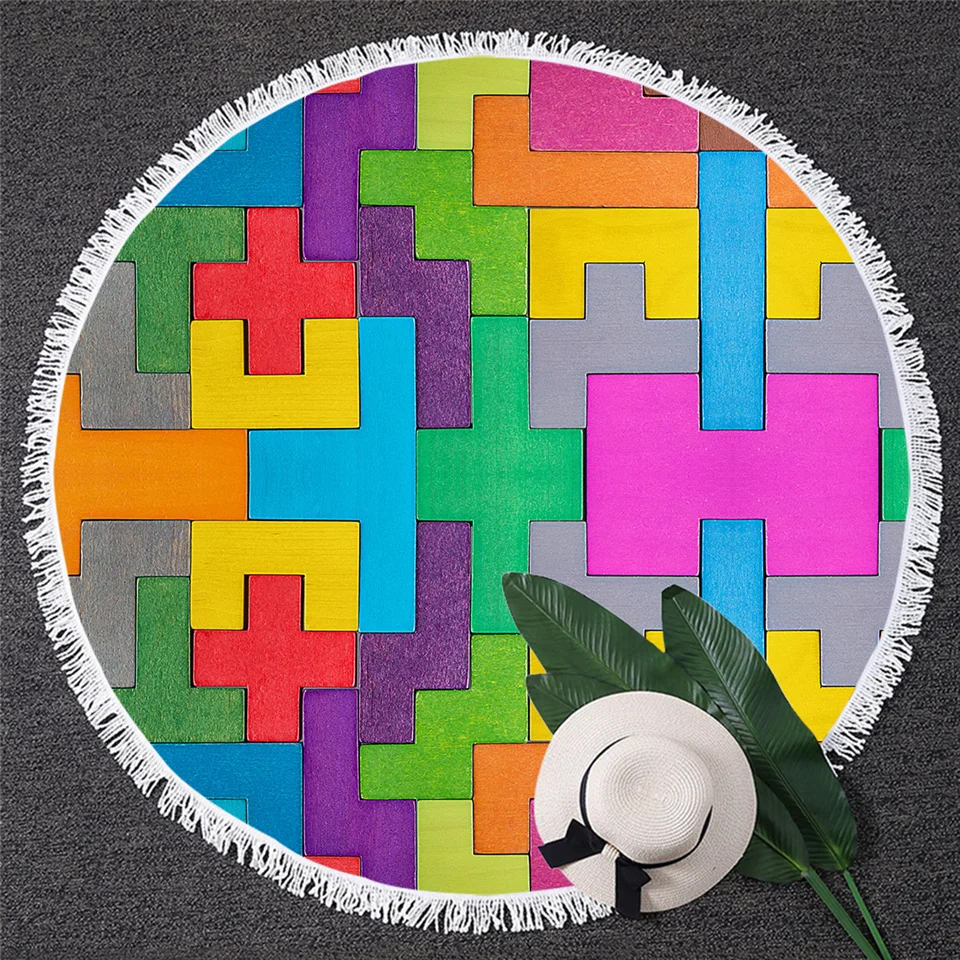 Круглое пляжное полотенце с принтом для детей 150 см|Банные полотенца| |