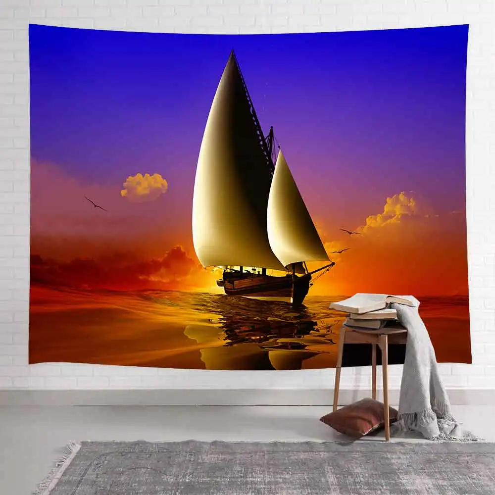 Японская подвеска парусники simant летний настенный коврик с изображением заката