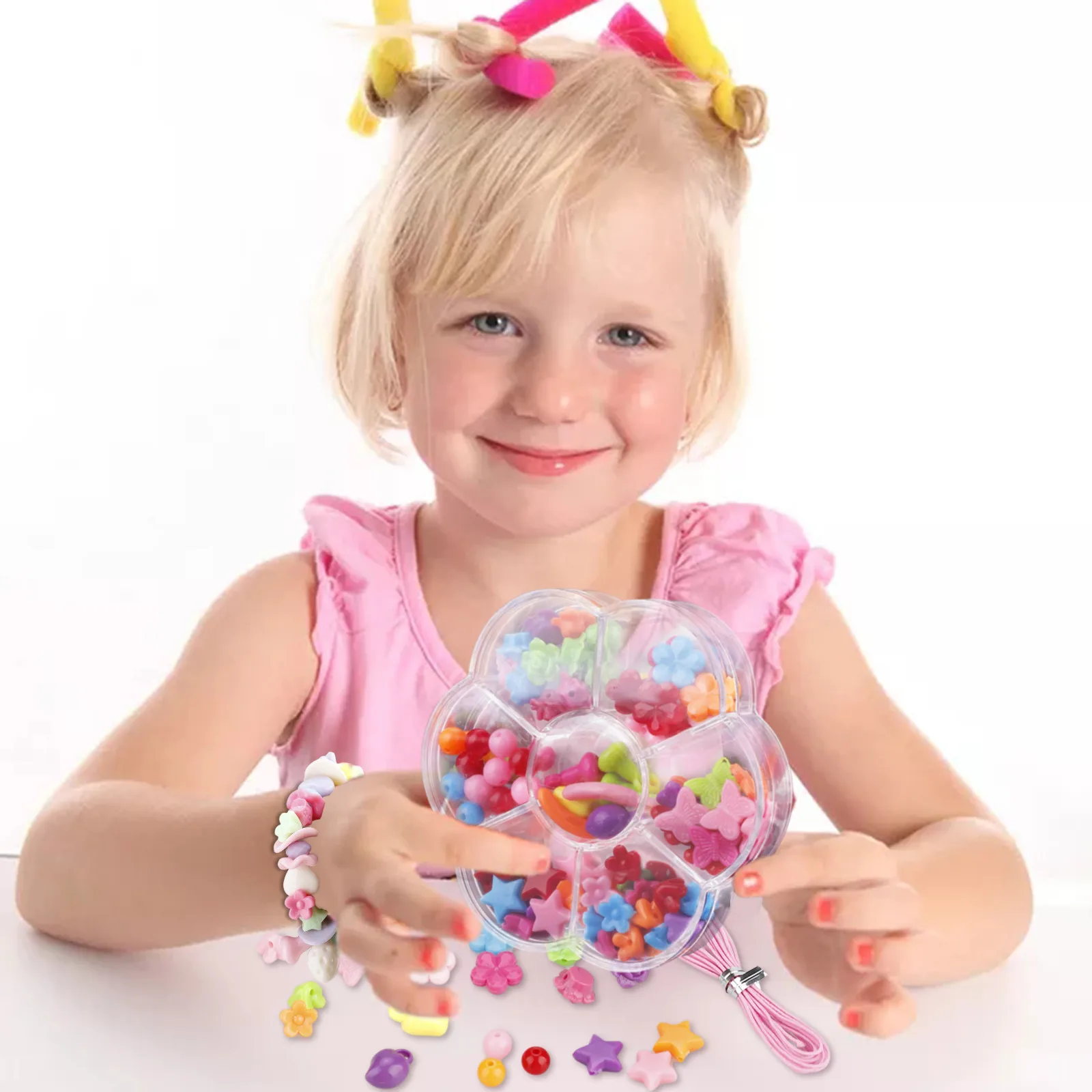 

Mixed Bead Set DIY Necklace Bracelet Rings Kit Art Crafts Toys For Girls Handmade 7 Grids Creative Children Accessories