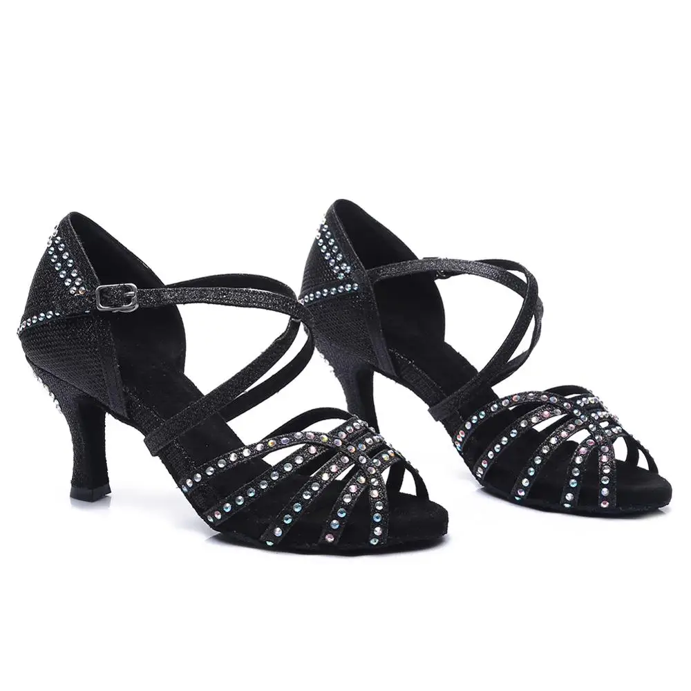 Latin Dance Shoes Women's Ballroom Dance Shoes Ladies High Heeled Professional Girls Children Dance Shoes 6/7.5/8.5/9/10cm Heels