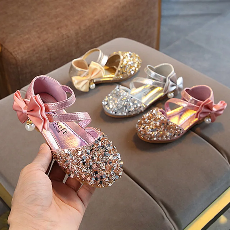 CYSINCOS/детская обувь для маленьких девочек с блестками и бантом модельные туфли