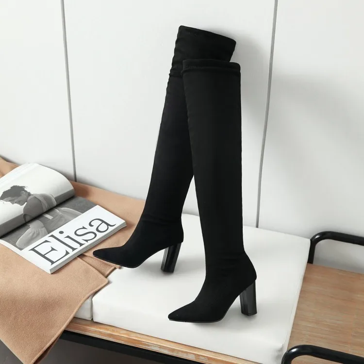 Женские ботфорты выше колена с леопардовым принтом на каблуке|Сапоги до колена| |