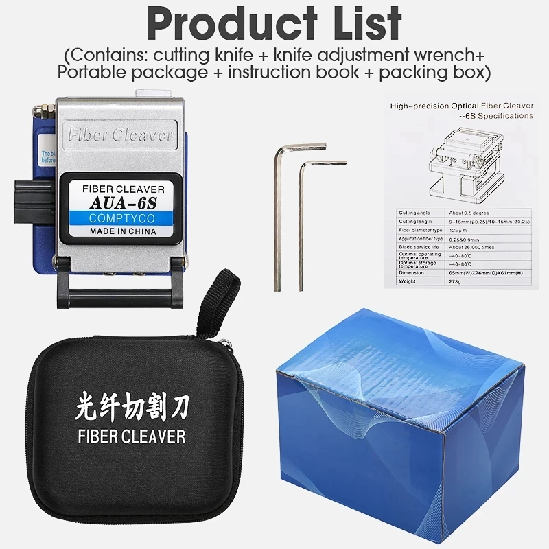 High Precision Optical Fiber Cleaver AUA-6S Cable Cutting Knife FTTT Fiber Optic Knife Tools Cutter Cleavers 16 Surface Blade