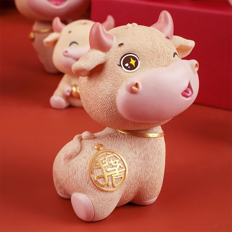 

14pcs Cartoon Cow Resin Crafts DIY Fairy Garden Micro Landscape Ornament Car Home Decor 2021 Year of the Ox New Year Gift