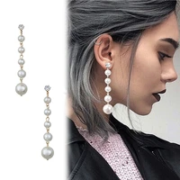 fashion elegant big pearl earrings pearls long drop dangle earrings zircon crystal stud earring for wedding party gift brincos