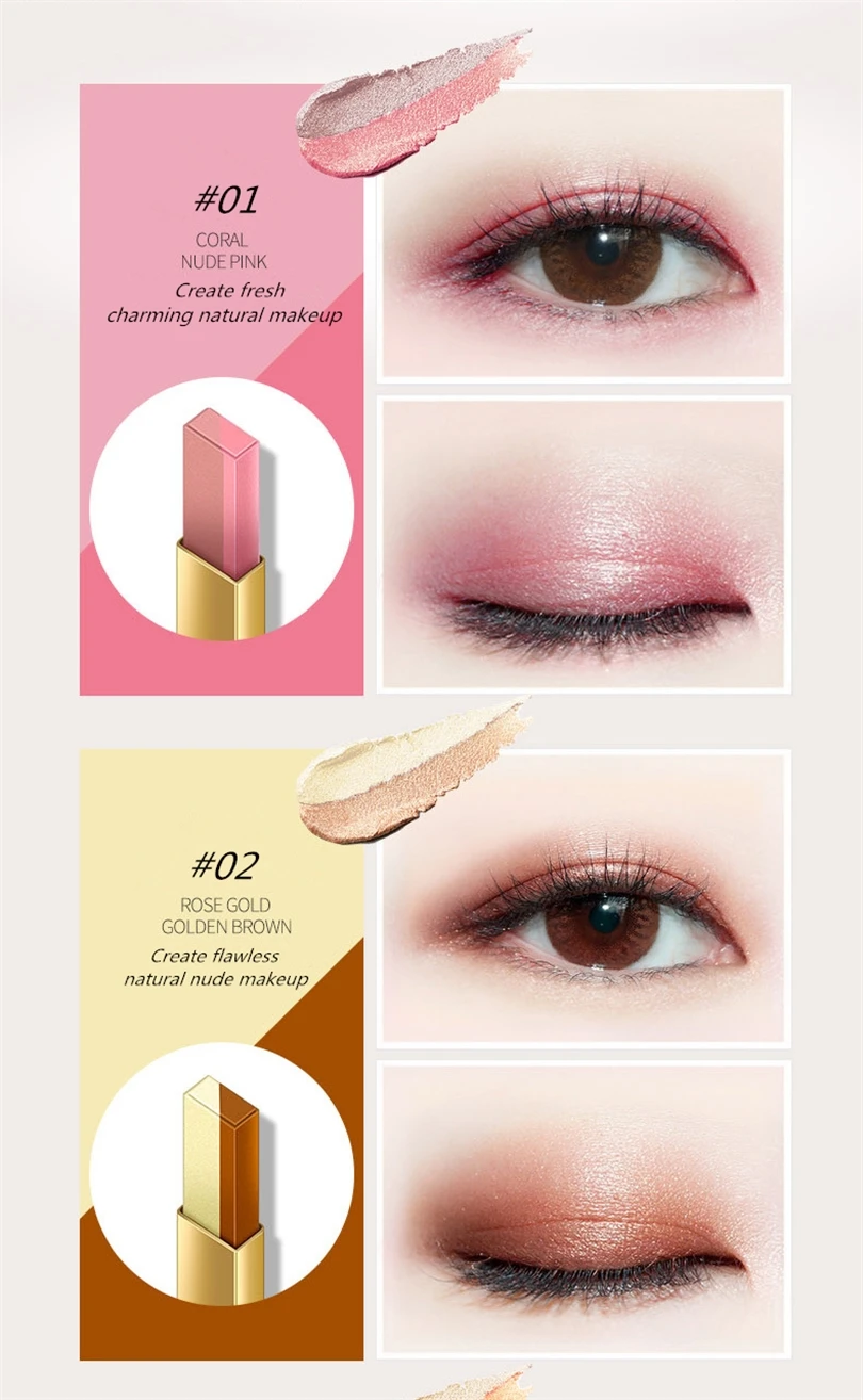 тени матовые Век два-Цвет глиттер для век легко окрашенные прочный Макияж