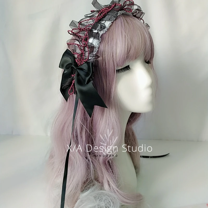 

Japanese princess sweet lolita headwear palace lace hair band /hair clip kawaii girl gothic lolita KC loli cos headwear bowknot