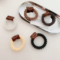 fashion design smile telephone wire hair rope string frosted matte hair coil elastic hair bands ponytail holder