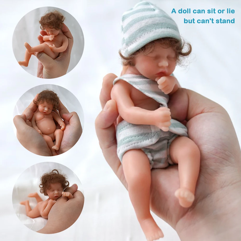 

Christmas Gift Reborn Baby Doll 6 Inches Lifelike Newborn Baby Full Body Mini Doll for KidsSleeping Party Gift Doll Birthday