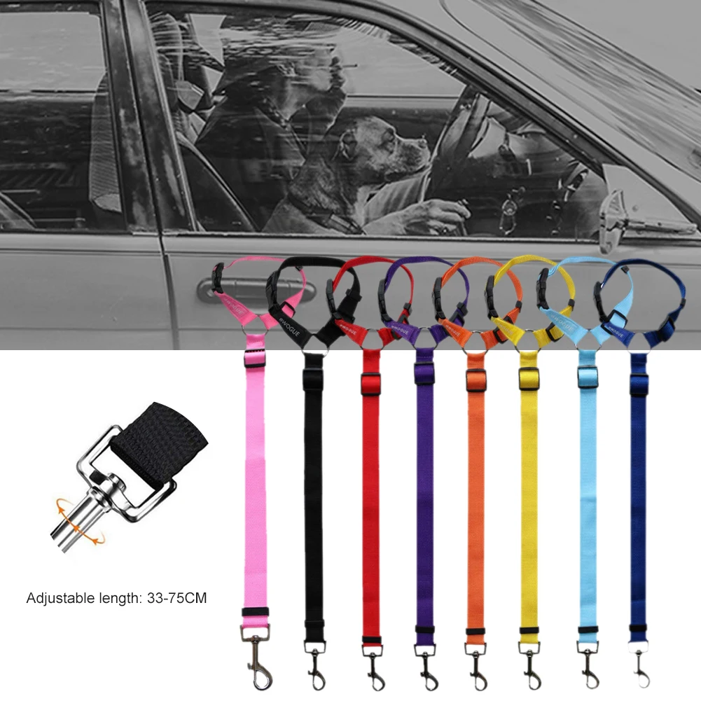 

8 Colors Dog Cat Safety Car Seat Belt Adjustable Harness Leash Nylon Car Headrest Restraint Travel Clip for Small Medium Dogs