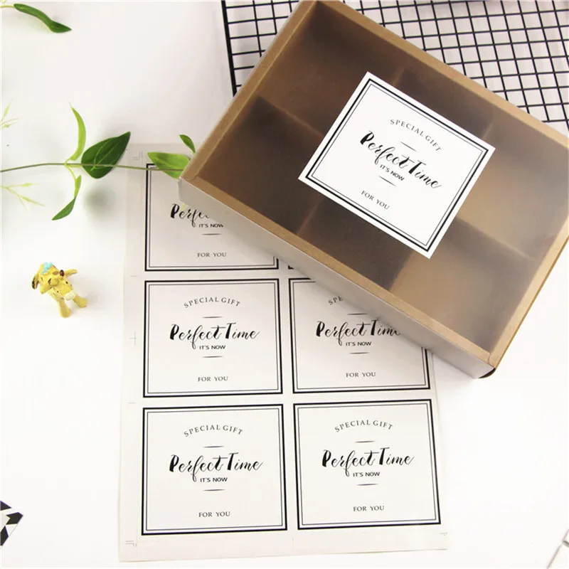 

60 Pcs=10 Sheets New Black White Perfect Time Stickers Tags Labels Gift Tag Birthday Home Christmas Decoration Adhesive Sticker