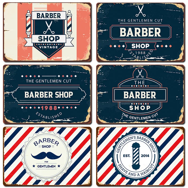 ВИНТАЖНЫЙ ПЛАКАТ Парикмахерская Оловянная живопись железная листовая вырезка