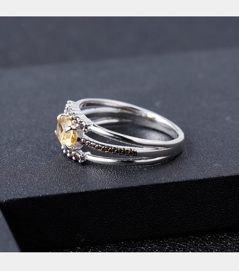 Gem's BALLET 0.81Ct натуральный цитрин драгоценный камень кольца 925 пробы серебро Античный стиль обручальное кольцо для женщин хорошее ювелирное изделие