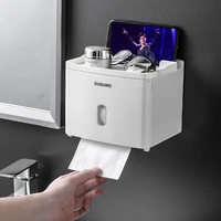 punch free toilet paper holder waterproof tissue box wall hanging plastic storage rack multifunction paper extraction box shelf