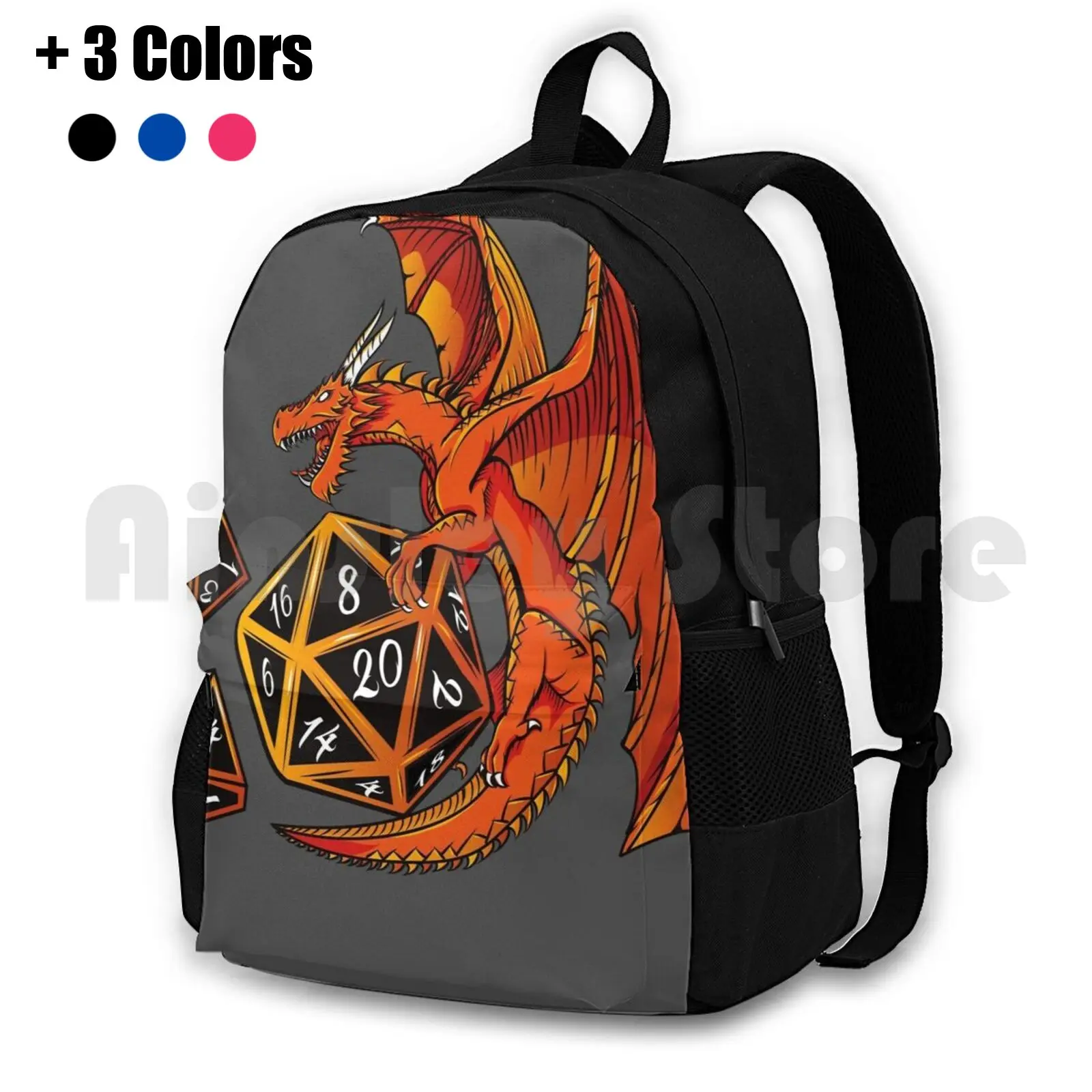 

The Dice Dragon-D20 , D4 , D10 , & Outdoor Hiking Backpack Riding Climbing Sports Bag Pathfinder D20 Rpg Dnd Dragon Black Geek