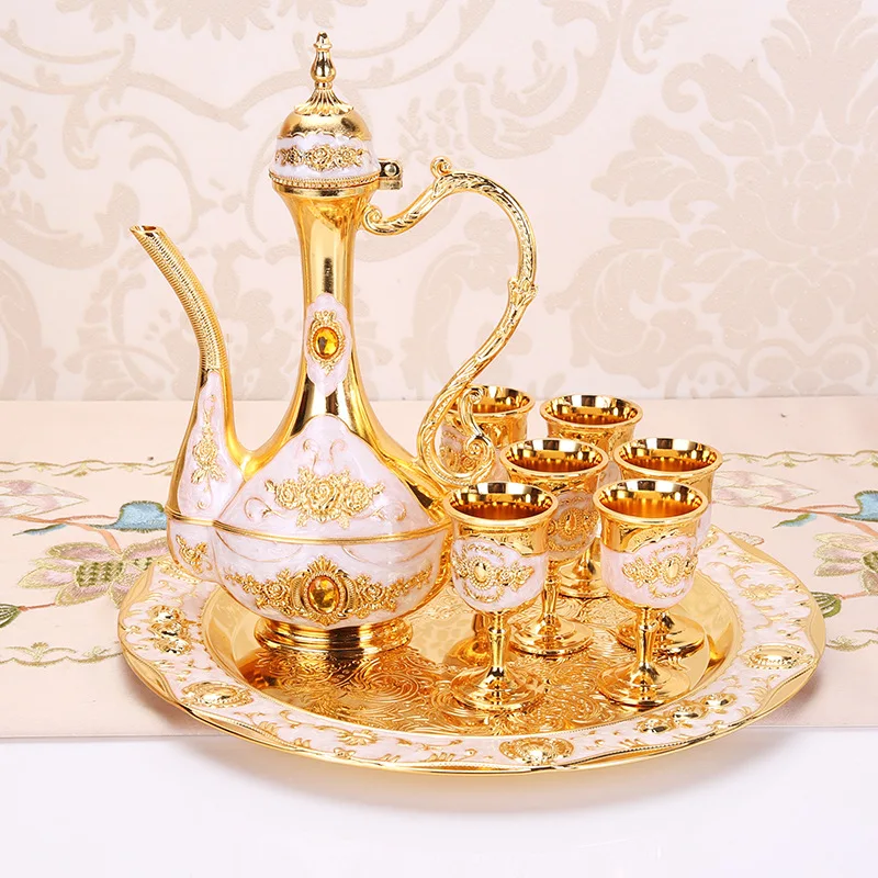 Винный набор: декантер для вина, фляга в стиле тыквы, кружка для домашнего бара, набор металлических бутылок для напитков, белый.