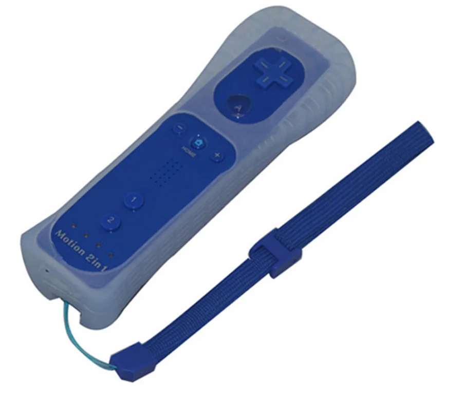 Dark blue Встроенный пульт дистанционного управления Motion Plus для wii Gamepad, силиконовый чехол и ремешок на руку для wii command - Цвет: Dark blue
