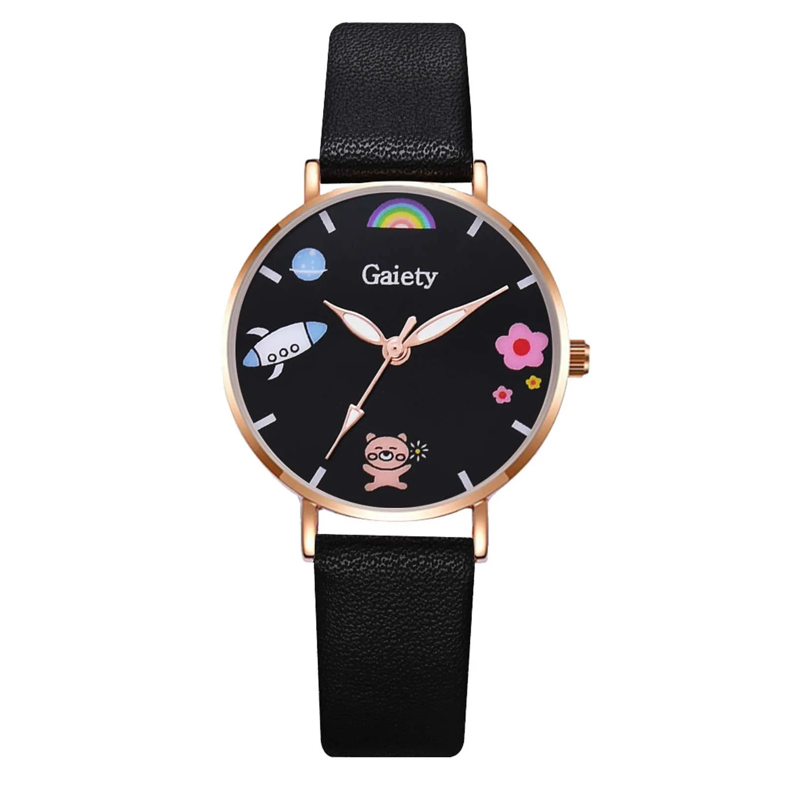 

Gaiety Reloj Lujo Mujer Watch Women Luxury Watches Set Macaron Leather Band Cartoon Watch Daisy Bracelet Set Contain Box F3