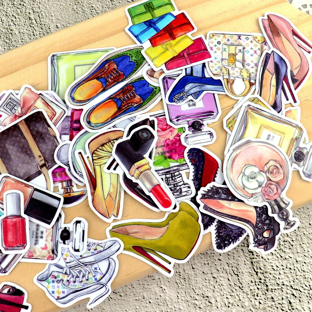 

35 шт., наклейки для обуви с акварелью и парфюмом, милые наклейки для скрапбукинга, украшения, водонепроницаемые Канцтовары pegatinas