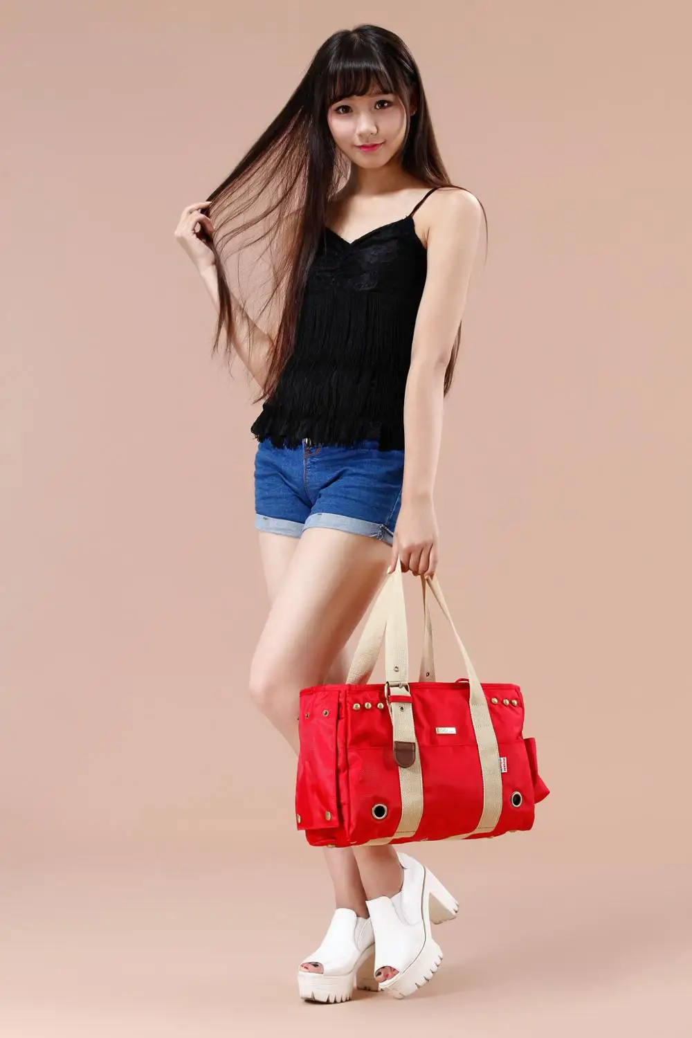 Сумка-переноска для собак и кошек мягкая переноска красного цвета путешествий