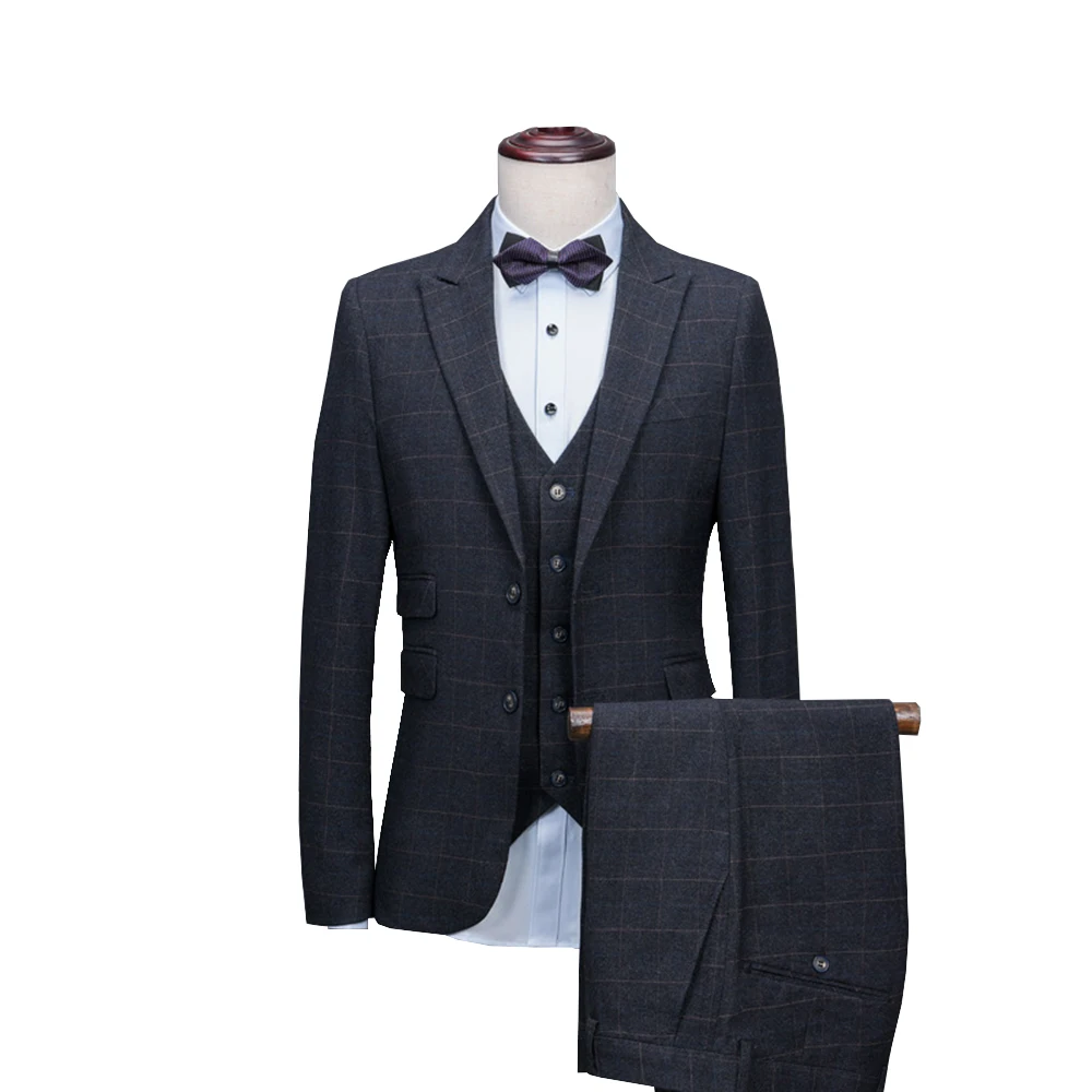 

Men Business Suit Tuxedo Slim Fit Peaked Lapel With Pant Two Buttons Terno Masculino Formal Suits for Men (Jacket+Vest+Pant)