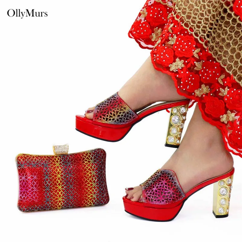 В африканском стиле Элегантные женские туфли лодочки комплект из обуви и сумки в