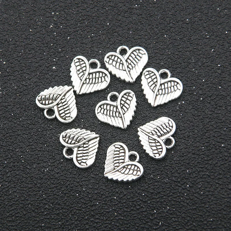 

30PCS 12X13mm New Product Charms Heart Two-sided Pendant Metal Alloy Jewelry For DIy Necklace Earrings Marking Material